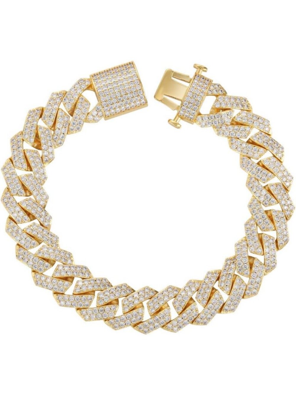 Iced Out 15mm Gold & White Rose Gold Plated Miami Cuban Link Chain Choker